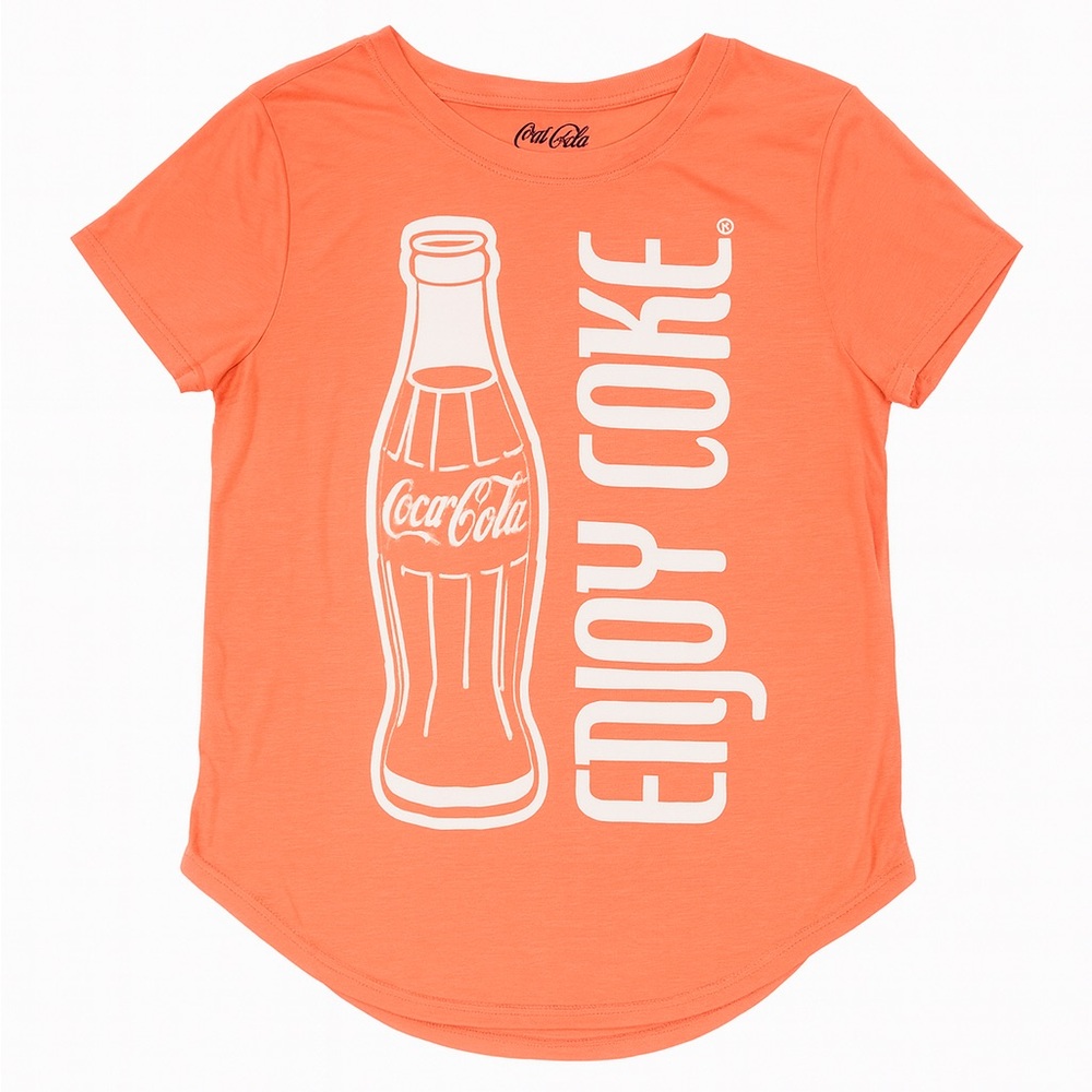 Coca-Cola Graphic Tee | Juniors 11/13 | Fits Women’s Sm/Med. | Orange Logo Shirt
